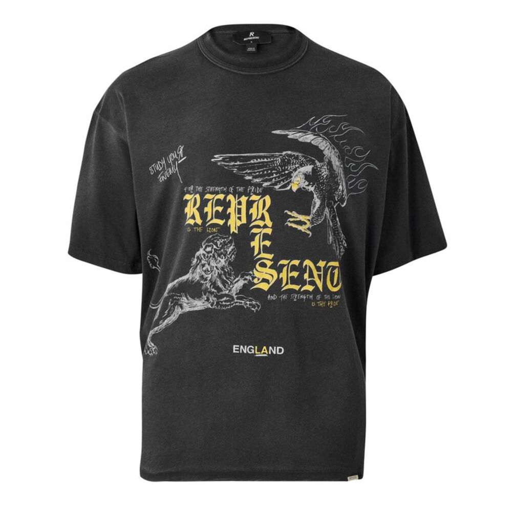 Represent Mens Enemy Oversized T-Shirt / Washed Black